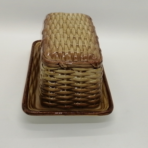 VTG Otigiri Basket Weave Sugar/Creamer/Butter Set - Picture 6 of 16